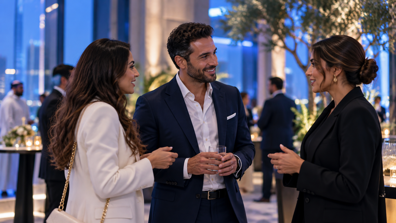 elegant blue hour networking reception
